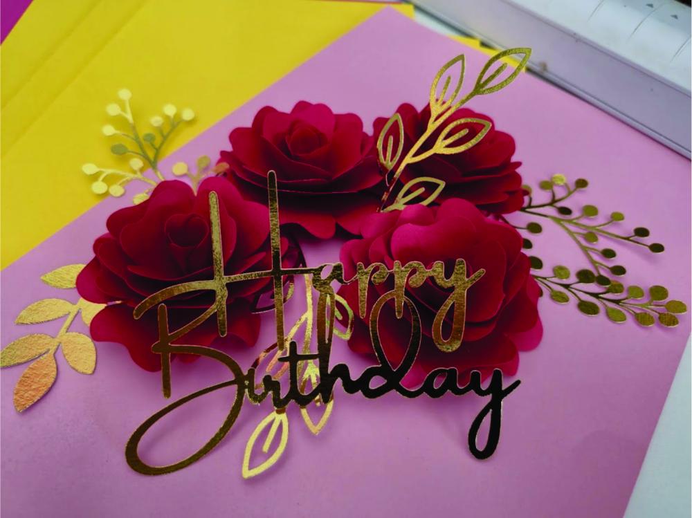 topo de bolo happy birthday flores