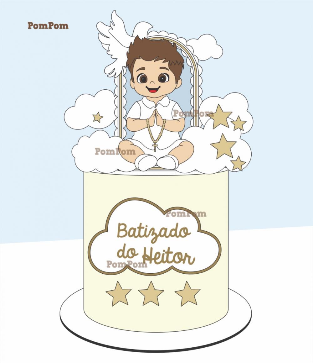 topo de bolo batizado menino