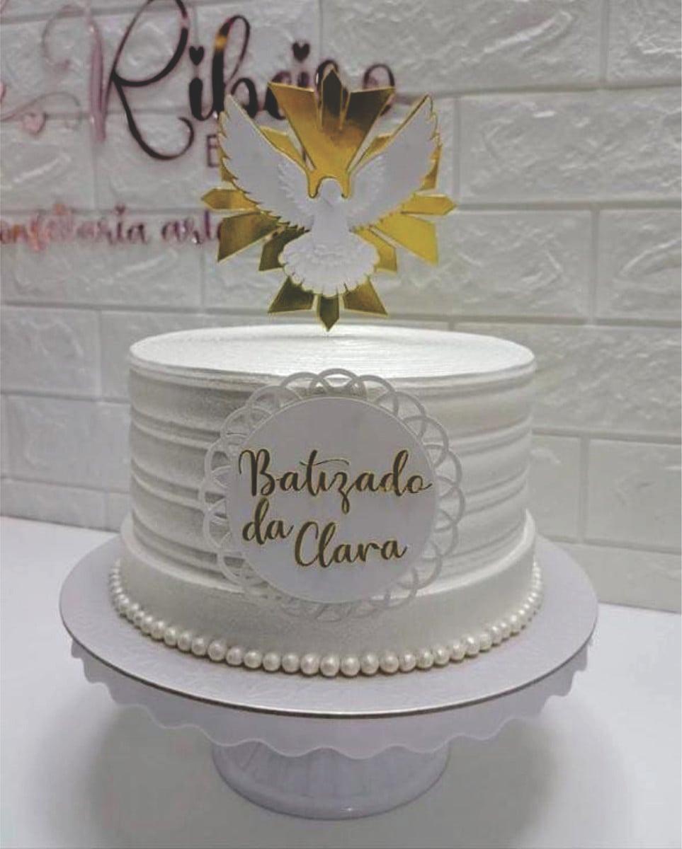 topo de bolo batismo divino espirito santo