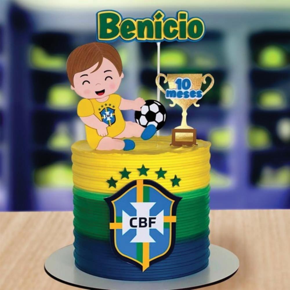 topo de bolo mesversário futebol brasil
