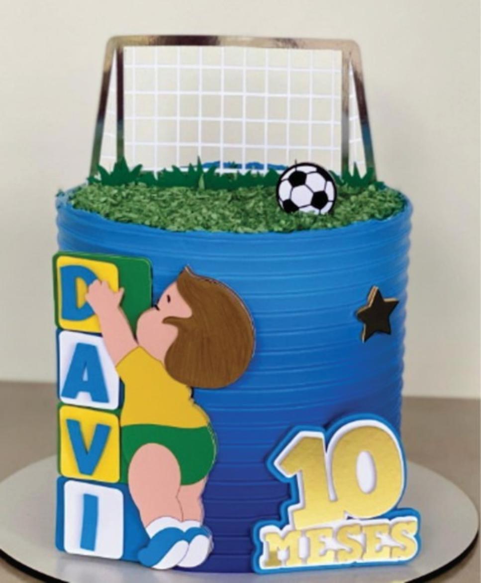 topo de bolo futebol brasil menino