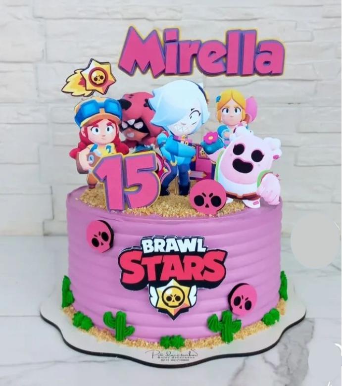 topo de bolo brawl stars rosa