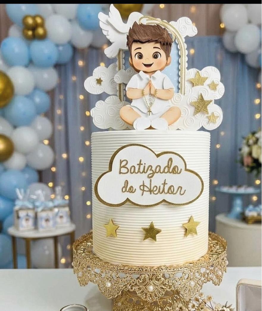topo de bolo batizado menino