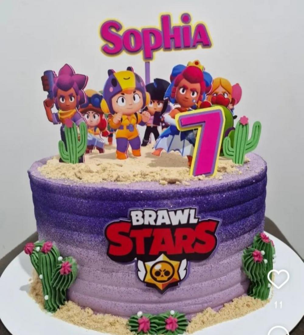 topo de bolo brawl stars rosa