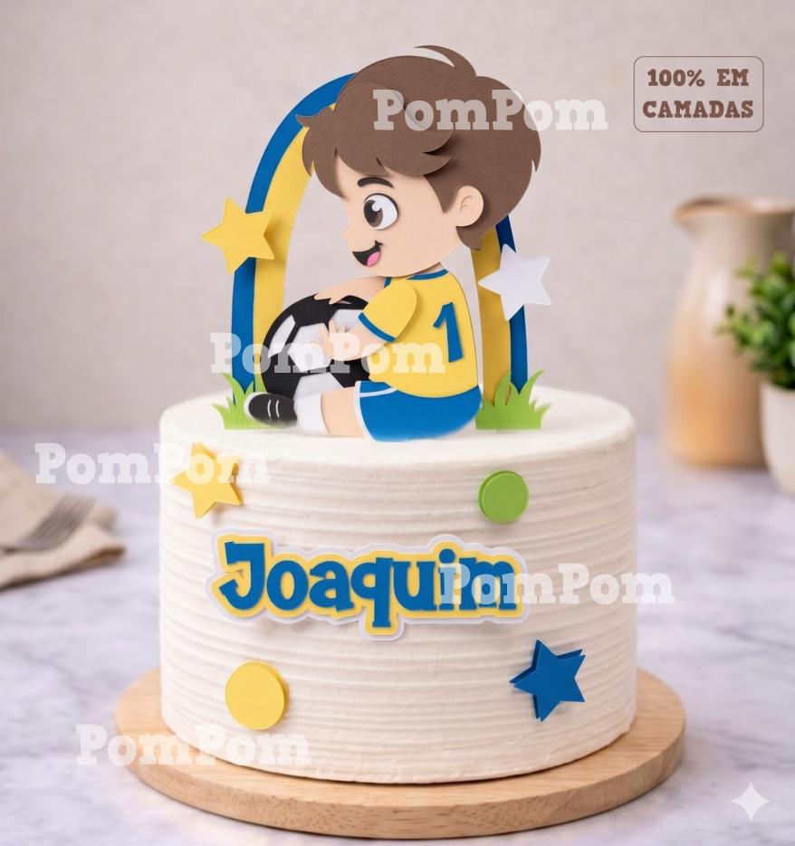 topo de bolo futebol brasil menino