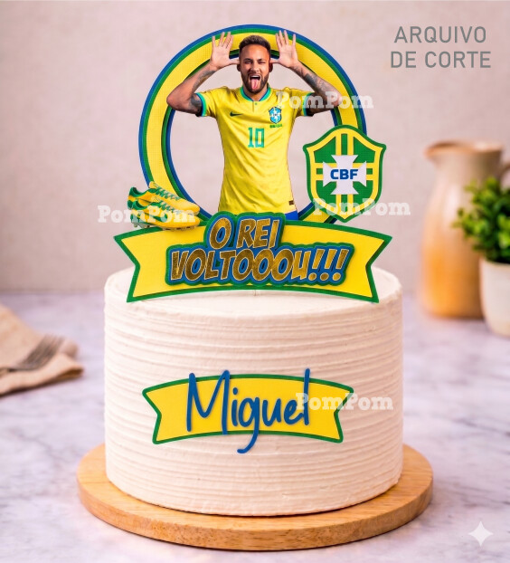 topo de bolo brasil Neymar