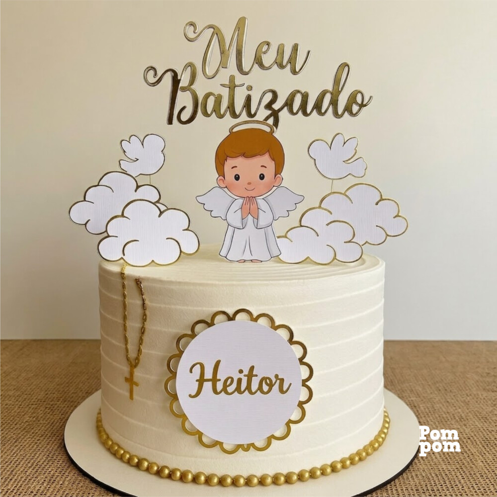 topo de bolo batismo menino