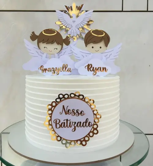 topo de bolo nosso batizado anjinhos