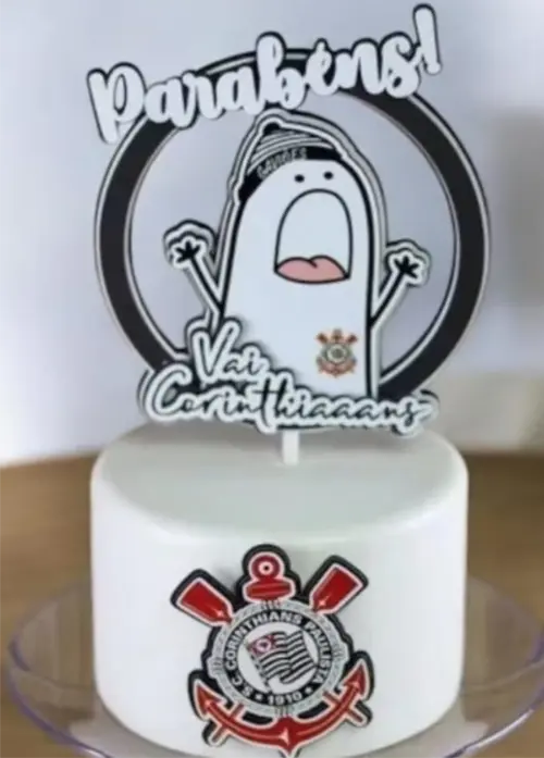 topo de bolo Corinthians flork