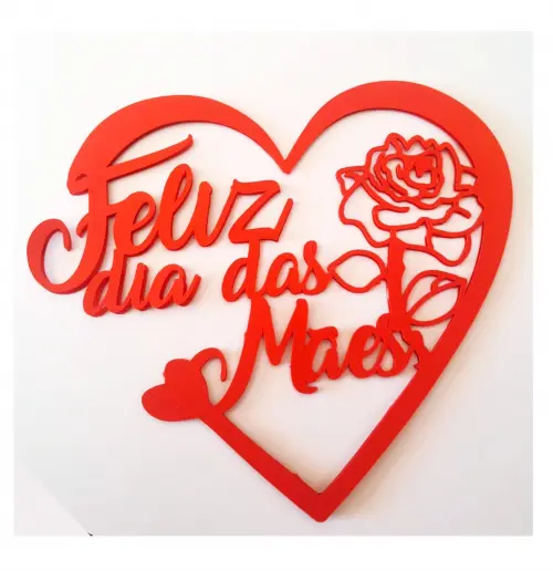 topo de bolo feliz dia das mães coração com flor