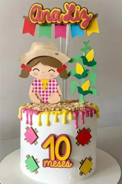 topo de bolo festa junina menina caipira