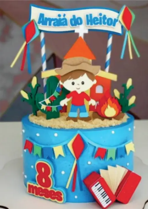 topo de bolo festa junina menino mesversário
