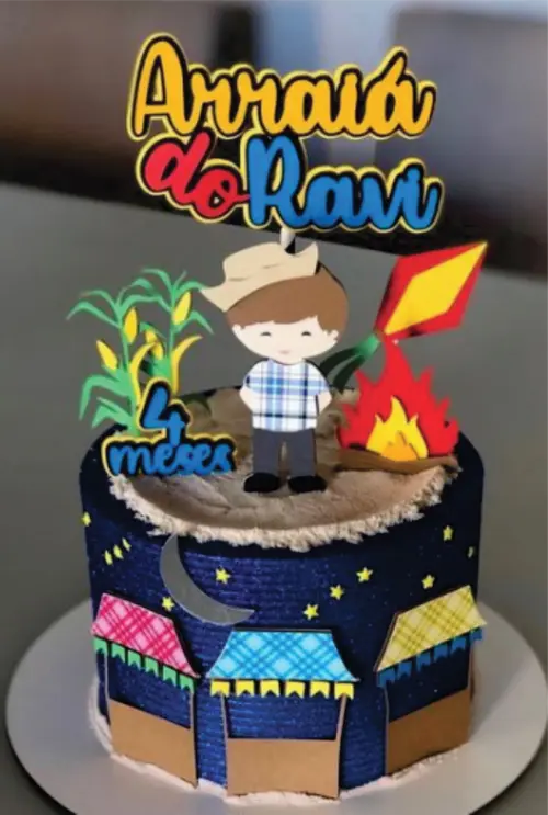 topo de bolo festa junina menino caipira