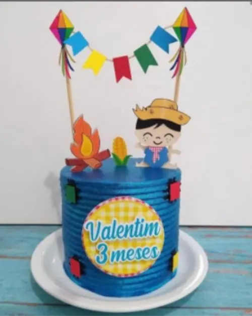 topo de bolo festa junina menino mesversário