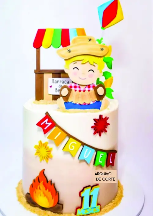 topo de bolo festa junina menino mesversário