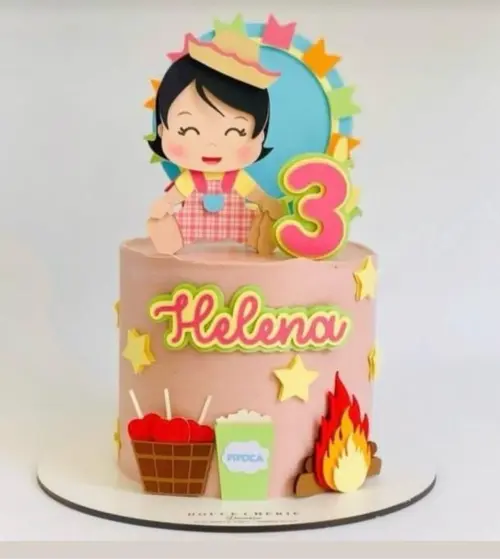 topo de bolo arraiá menina caipira