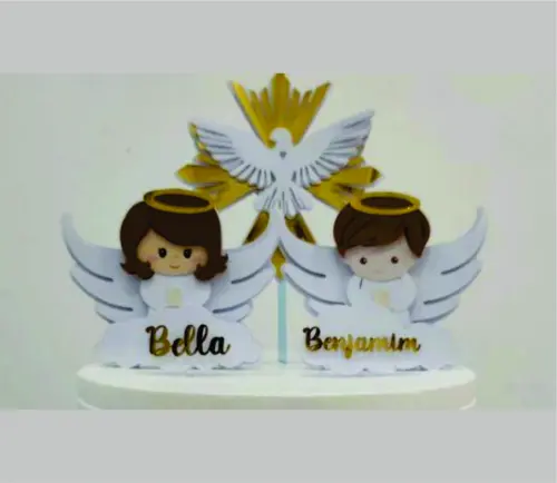 topo de bolo nosso batizado anjinhos
