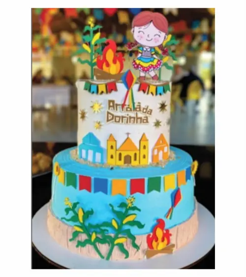 topo de bolo arraiá menina caipira