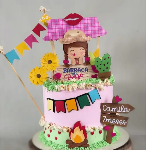 topo de bolo junino barraca do beijo