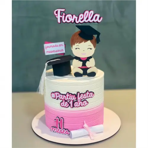 topo de bolo conclusão de mesversário menina