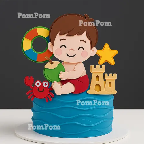 topo de bolo pool party praia verão