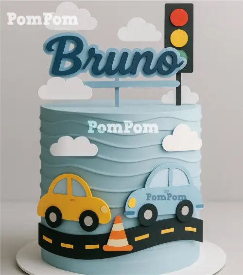 topo de bolo transporte carrinhos