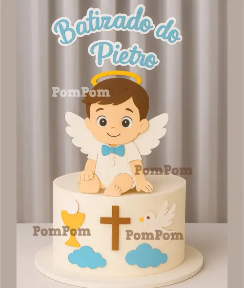 topo de bolo batizado menino