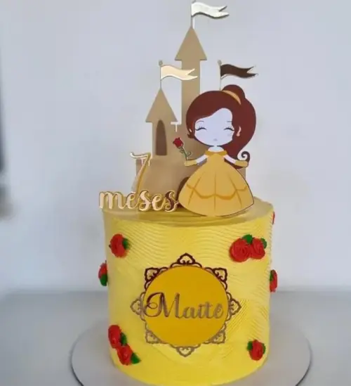topo de bolo castelo a bela e a fera cute