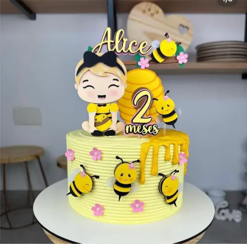 topo de bolo abelhinha