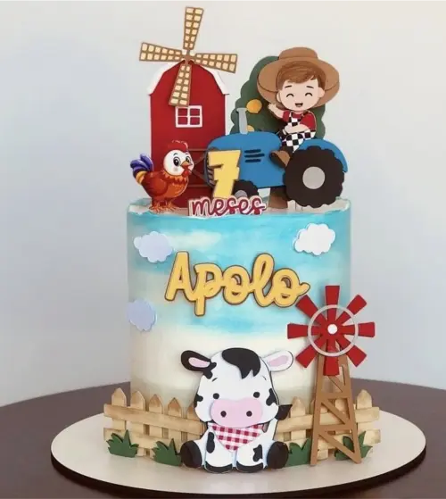topo de bolo fazendinha menino