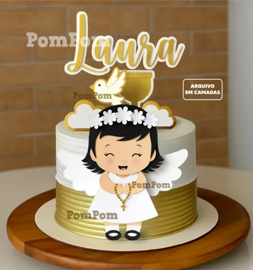 topo de bolo batismo menina