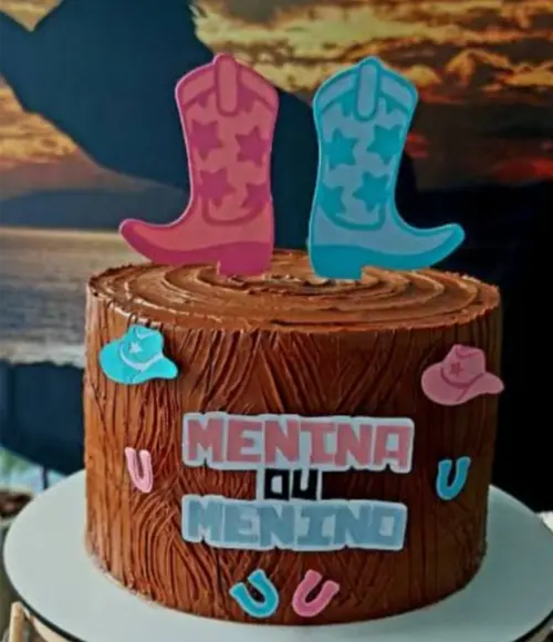 topo de bolo chá revelação cowboy