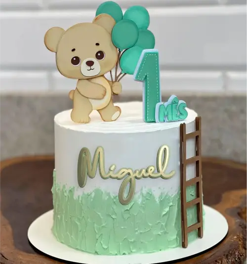 topo de bolo ursinho com balão mesversário