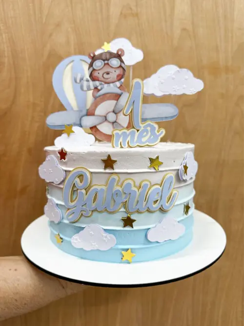 topo de bolo ursinho aviador