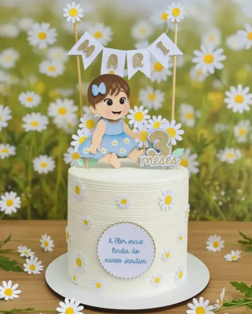 Topo de Bolo Margaridas menina baby