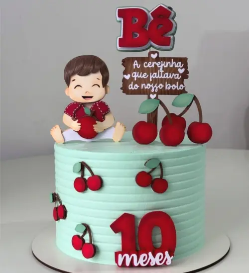 topo de bolo cerejinha menino