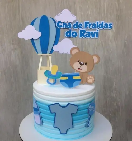 topo de bolo chá de fraldas ursinho
