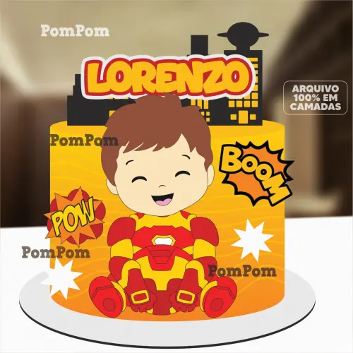 topo de bolo homem de ferro baby