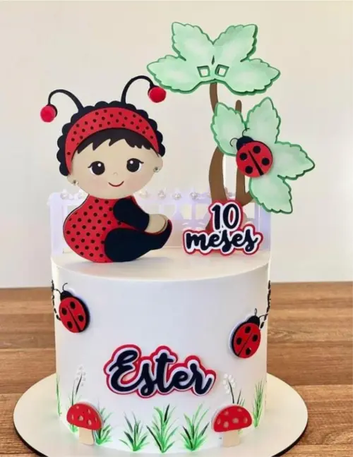 topo de bolo joaninha baby menina