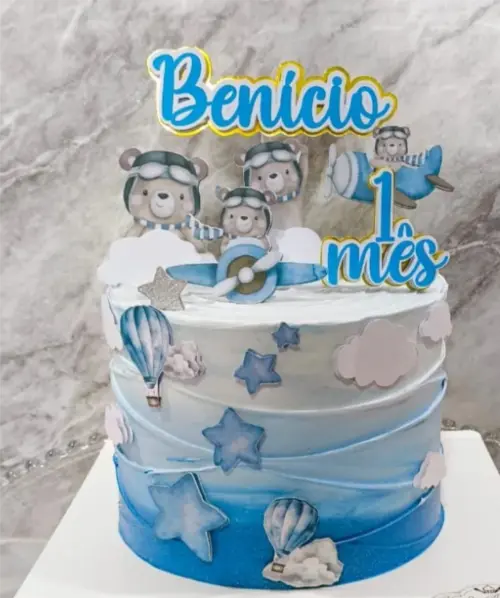 topo de bolo ursinho aviador