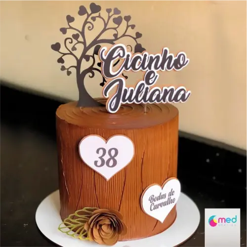 topo de bolo bodas de carvalho