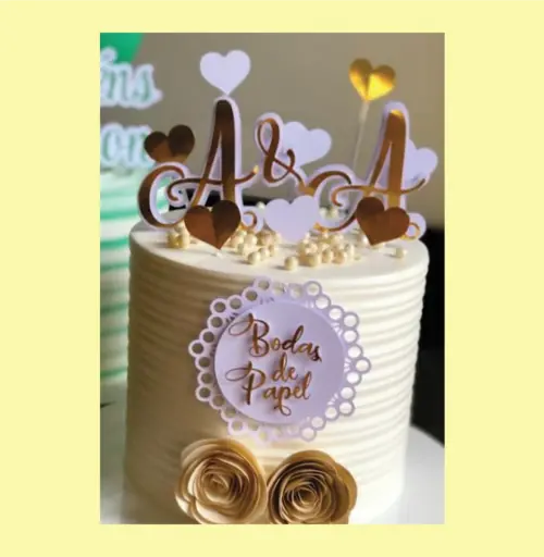 topo de bolo bodas de papel