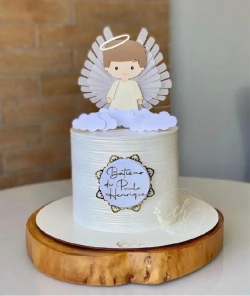 topo de bolo batizado menino