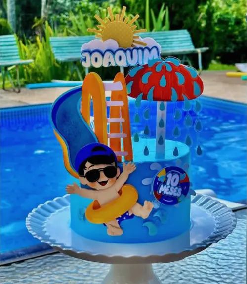 Topo de Bolo Pool Party menino