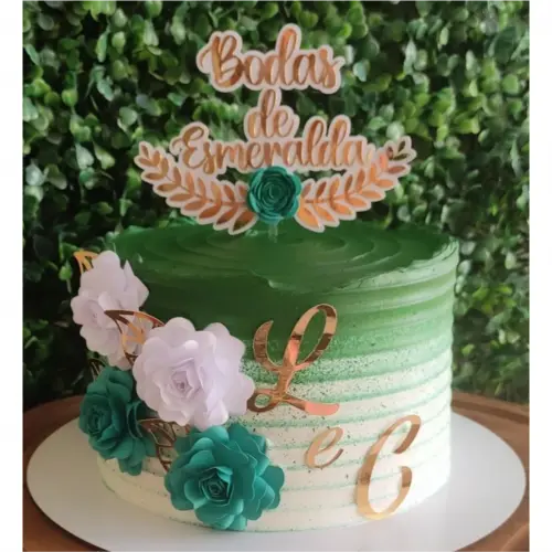topo de bolo bodas de esmeralda