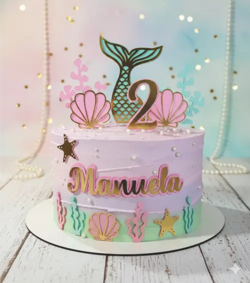 topo de bolo sereia fundo do mar