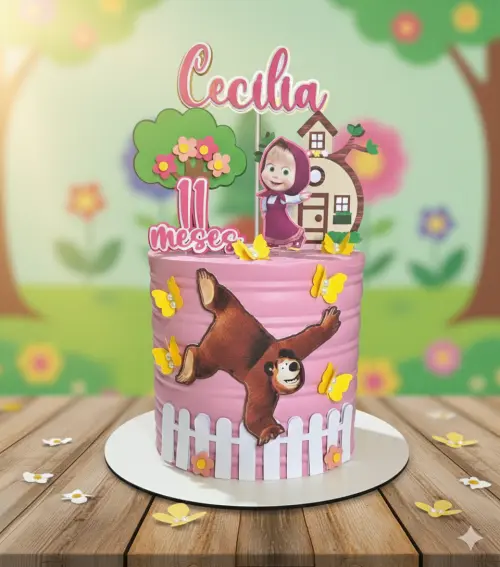 topo de bolo masha e o urso