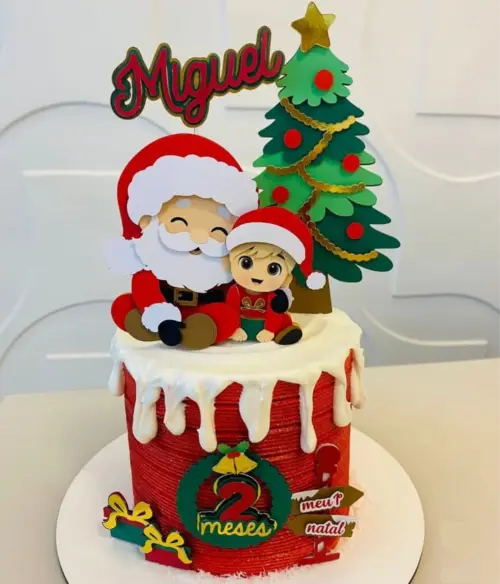 topo de bolo feliz natal papai noel