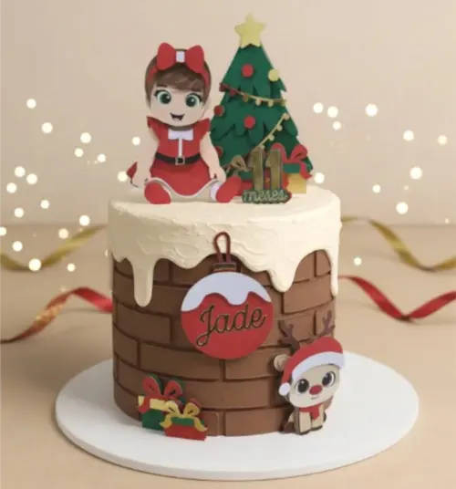 topo de bolo natal menina mesversário