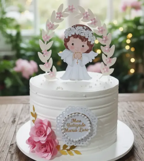 topo de bolo batismo menina